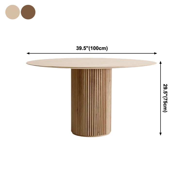 Round Pedestal Modern Dining Table Wood Color Fixed Table of Solid Wood Clearhalo ' dining_table' 'Dining Tables & Seating' 'Dining Tables' 'furn' 'furn_dining_table' 'Furniture' 'furniture_dining_table' 'Kitchen & Dining Furniture' 'kitchen&dining_furn' 'kitchen' 'kitchen_dining_table' 4196450