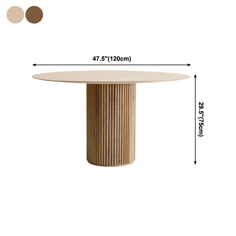 Round Pedestal Modern Dining Table Wood Color Fixed Table of Solid Wood Clearhalo ' dining_table' 'Dining Tables & Seating' 'Dining Tables' 'furn' 'furn_dining_table' 'Furniture' 'furniture_dining_table' 'Kitchen & Dining Furniture' 'kitchen&dining_furn' 'kitchen' 'kitchen_dining_table' 4196452