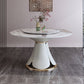 Glam Gray Sintered Stone Table Round Shape Standard Dining Table with Pedestal Base Clearhalo ' dining_table' 'Dining Tables & Seating' 'Dining Tables' 'furn' 'furn_dining_table' 'Furniture' 'furniture_dining_table' 'Kitchen & Dining Furniture' 'kitchen&dining_furn' 'kitchen' 'kitchen_dining_table' 4196455