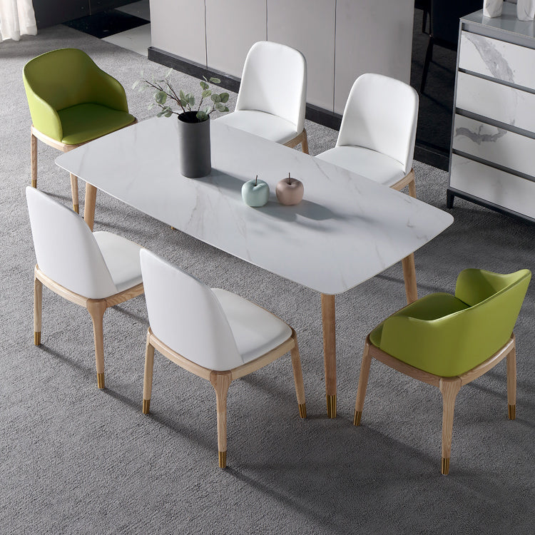 Sintered Stone White Tone Dining Table Luxury 4 Legs Table for Dining Room Clearhalo ' dining_table' 'Dining Tables & Seating' 'Dining Tables' 'furn' 'furn_dining_table' 'Furniture' 'furniture_dining_table' 'Kitchen & Dining Furniture' 'kitchen&dining_furn' 'kitchen' 'kitchen_dining_table' 4196465