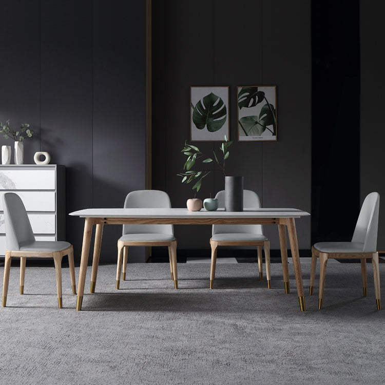 Sintered Stone White Tone Dining Table Luxury 4 Legs Table for Dining Room Clearhalo ' dining_table' 'Dining Tables & Seating' 'Dining Tables' 'furn' 'furn_dining_table' 'Furniture' 'furniture_dining_table' 'Kitchen & Dining Furniture' 'kitchen&dining_furn' 'kitchen' 'kitchen_dining_table' 4196466