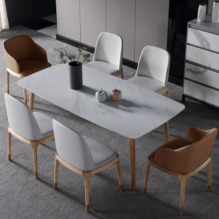 Sintered Stone White Tone Dining Table Luxury 4 Legs Table for Dining Room Clearhalo ' dining_table' 'Dining Tables & Seating' 'Dining Tables' 'furn' 'furn_dining_table' 'Furniture' 'furniture_dining_table' 'Kitchen & Dining Furniture' 'kitchen&dining_furn' 'kitchen' 'kitchen_dining_table' 4196474