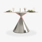 Sintered Stone Top Dining Table in White for Restaurant Modern Round Table with Metal Pedestal Clearhalo ' dining_table' 'Dining Tables & Seating' 'Dining Tables' 'furn' 'furn_dining_table' 'Furniture' 'furniture_dining_table' 'Kitchen & Dining Furniture' 'kitchen&dining_furn' 'kitchen' 'kitchen_dining_table' 4196485