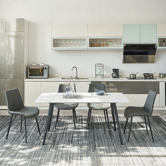 Metal Industrial Rectangle Dining Table Sintered Stone Top Table for Dining Room