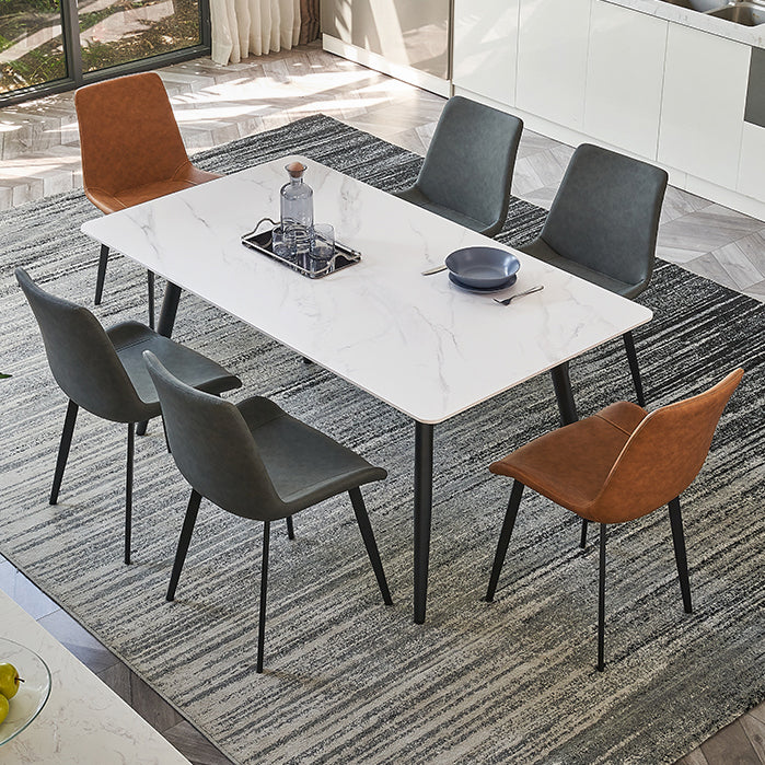 Metal Industrial Rectangle Dining Table Sintered Stone Top Table for Dining Room Clearhalo ' dining_table' 'Dining Tables & Seating' 'Dining Tables' 'furn' 'furn_dining_table' 'Furniture' 'furniture_dining_table' 'Kitchen & Dining Furniture' 'kitchen&dining_furn' 'kitchen' 'kitchen_dining_table' 4196491