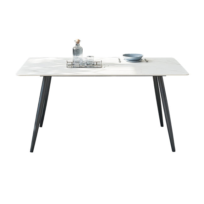 Metal Industrial Rectangle Dining Table Sintered Stone Top Table for Dining Room White Without Chairs Clearhalo ' dining_table' 'Dining Tables & Seating' 'Dining Tables' 'furn' 'furn_dining_table' 'Furniture' 'furniture_dining_table' 'Kitchen & Dining Furniture' 'kitchen&dining_furn' 'kitchen' 'kitchen_dining_table' 4196493