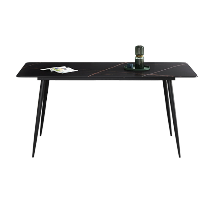 Metal Industrial Rectangle Dining Table Sintered Stone Top Table for Dining Room Black Without Chairs Clearhalo ' dining_table' 'Dining Tables & Seating' 'Dining Tables' 'furn' 'furn_dining_table' 'Furniture' 'furniture_dining_table' 'Kitchen & Dining Furniture' 'kitchen&dining_furn' 'kitchen' 'kitchen_dining_table' 4196498