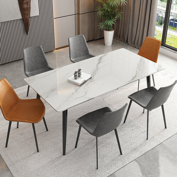 Metal Industrial Rectangle Dining Table Sintered Stone Top Table for Dining Room Clearhalo ' dining_table' 'Dining Tables & Seating' 'Dining Tables' 'furn' 'furn_dining_table' 'Furniture' 'furniture_dining_table' 'Kitchen & Dining Furniture' 'kitchen&dining_furn' 'kitchen' 'kitchen_dining_table' 4196503