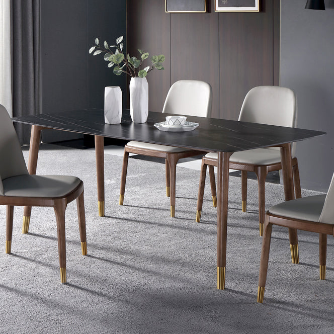 Rectangle Luxury Dining Table Two-Color Fixed Table with Sintered Stone Clearhalo ' dining_table' 'Dining Tables & Seating' 'Dining Tables' 'furn' 'furn_dining_table' 'Furniture' 'furniture_dining_table' 'Kitchen & Dining Furniture' 'kitchen&dining_furn' 'kitchen' 'kitchen_dining_table' 4196512