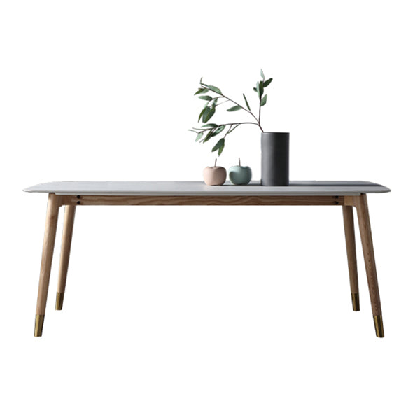 Rectangle Luxury Dining Table Two-Color Fixed Table with Sintered Stone White Without Chairs Clearhalo ' dining_table' 'Dining Tables & Seating' 'Dining Tables' 'furn' 'furn_dining_table' 'Furniture' 'furniture_dining_table' 'Kitchen & Dining Furniture' 'kitchen&dining_furn' 'kitchen' 'kitchen_dining_table' 4196513