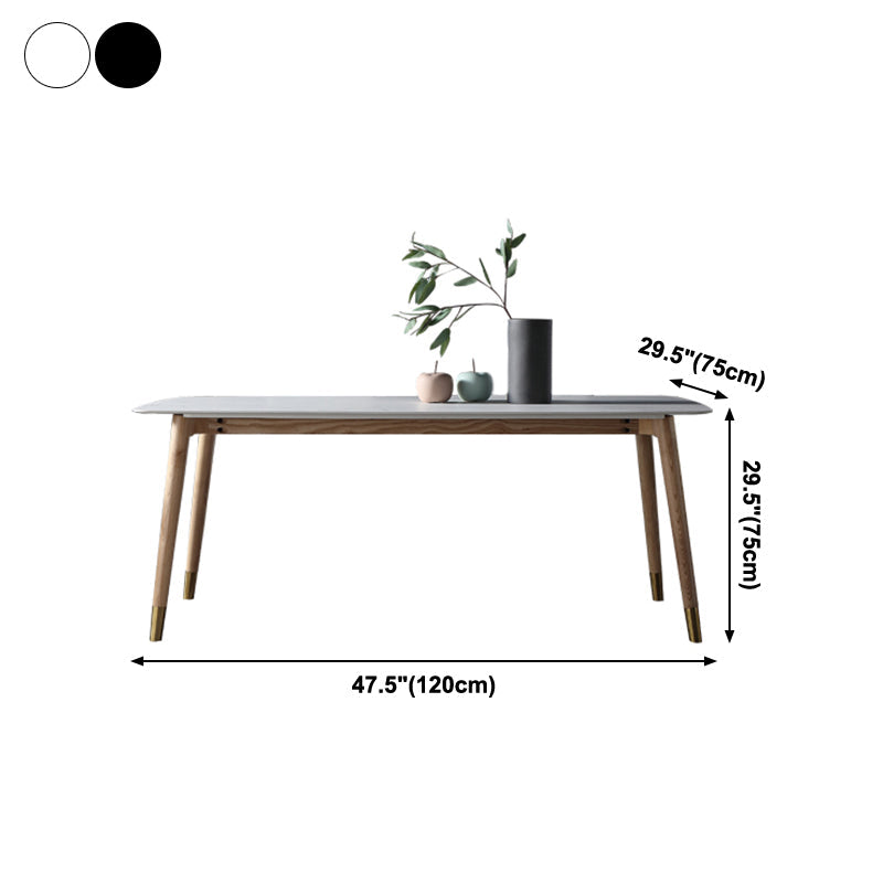 Rectangle Luxury Dining Table Two-Color Fixed Table with Sintered Stone Clearhalo ' dining_table' 'Dining Tables & Seating' 'Dining Tables' 'furn' 'furn_dining_table' 'Furniture' 'furniture_dining_table' 'Kitchen & Dining Furniture' 'kitchen&dining_furn' 'kitchen' 'kitchen_dining_table' 4196519