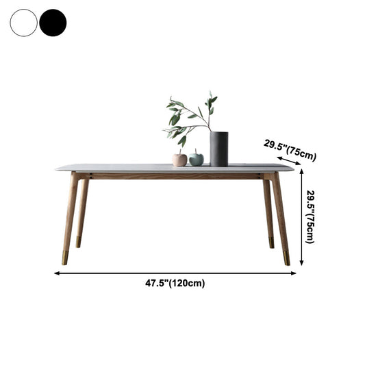 Rectangle Luxury Dining Table Two-Color Fixed Table with Sintered Stone