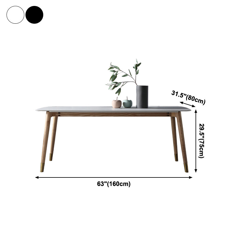 Rectangle Luxury Dining Table Two-Color Fixed Table with Sintered Stone Clearhalo ' dining_table' 'Dining Tables & Seating' 'Dining Tables' 'furn' 'furn_dining_table' 'Furniture' 'furniture_dining_table' 'Kitchen & Dining Furniture' 'kitchen&dining_furn' 'kitchen' 'kitchen_dining_table' 4196521