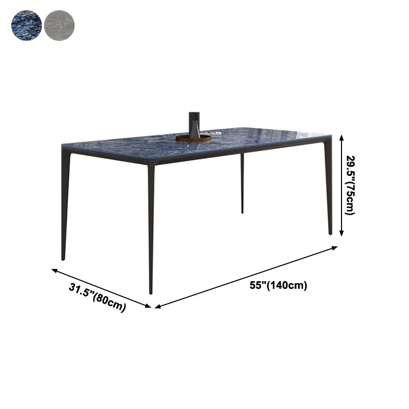Sintered Stone Dining Table Industrial 4 Legs Base Rectangle Table for Home Clearhalo ' dining_table' 'Dining Tables & Seating' 'Dining Tables' 'furn' 'furn_dining_table' 'Furniture' 'furniture_dining_table' 'Kitchen & Dining Furniture' 'kitchen&dining_furn' 'kitchen' 'kitchen_dining_table' 4196534