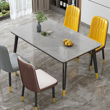 Glam Standard Rectangle Shape Table Sintered Stone Kitchen Dining Table with 4 Legs Base Gray Without Chairs Clearhalo ' dining_table' 'Dining Tables & Seating' 'Dining Tables' 'furn' 'furn_dining_table' 'Furniture' 'furniture_dining_table' 'Kitchen & Dining Furniture' 'kitchen&dining_furn' 'kitchen' 'kitchen_dining_table' 4196539