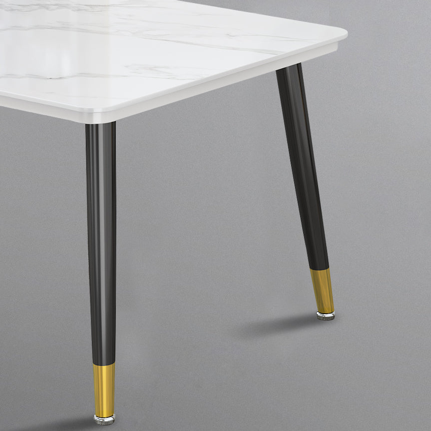 Glam Standard Rectangle Shape Table Sintered Stone Kitchen Dining Table with 4 Legs Base Clearhalo ' dining_table' 'Dining Tables & Seating' 'Dining Tables' 'furn' 'furn_dining_table' 'Furniture' 'furniture_dining_table' 'Kitchen & Dining Furniture' 'kitchen&dining_furn' 'kitchen' 'kitchen_dining_table' 4196545