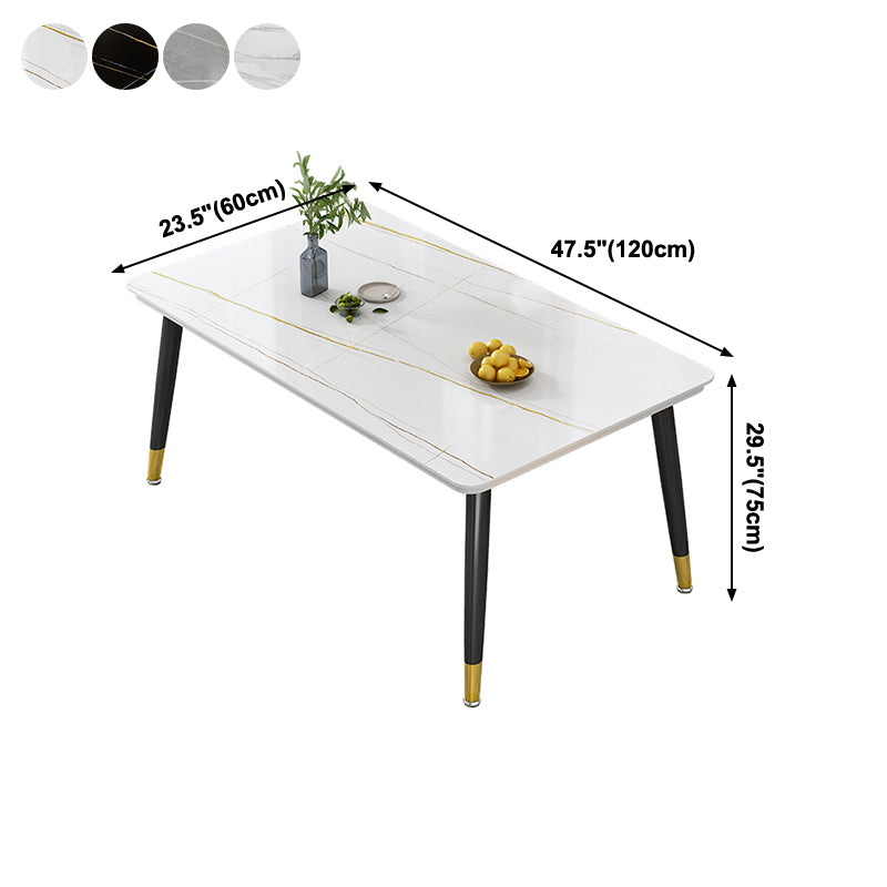 Glam Standard Rectangle Shape Table Sintered Stone Kitchen Dining Table with 4 Legs Base Clearhalo ' dining_table' 'Dining Tables & Seating' 'Dining Tables' 'furn' 'furn_dining_table' 'Furniture' 'furniture_dining_table' 'Kitchen & Dining Furniture' 'kitchen&dining_furn' 'kitchen' 'kitchen_dining_table' 4196555