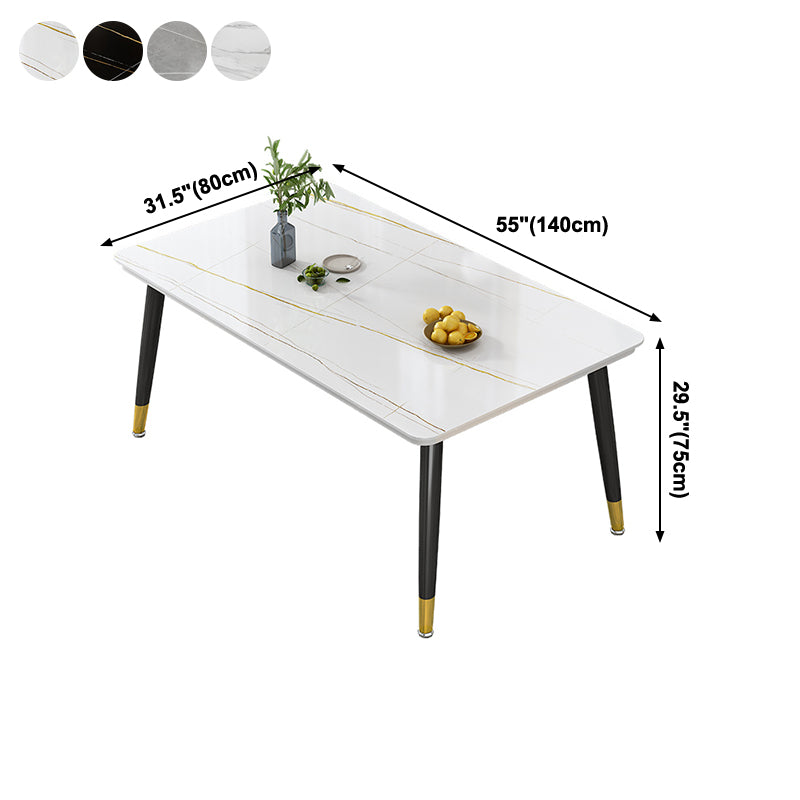 Glam Standard Rectangle Shape Table Sintered Stone Kitchen Dining Table with 4 Legs Base Clearhalo ' dining_table' 'Dining Tables & Seating' 'Dining Tables' 'furn' 'furn_dining_table' 'Furniture' 'furniture_dining_table' 'Kitchen & Dining Furniture' 'kitchen&dining_furn' 'kitchen' 'kitchen_dining_table' 4196557