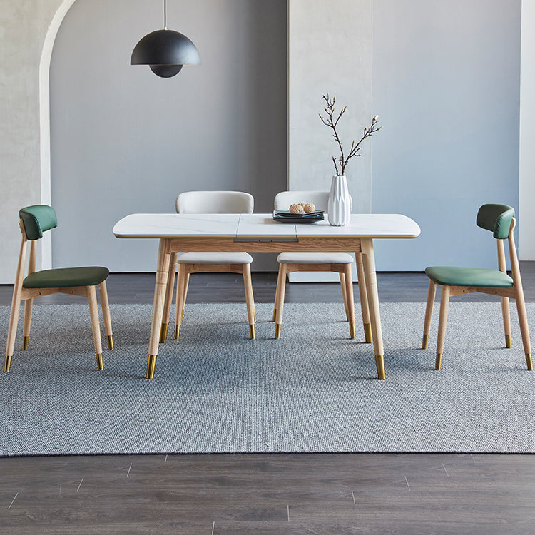 Rectangle 4 Legs Luxury Table White Extendable Table with Sintered Stone Clearhalo ' dining_table' 'Dining Tables & Seating' 'Dining Tables' 'furn' 'furn_dining_table' 'Furniture' 'furniture_dining_table' 'Kitchen & Dining Furniture' 'kitchen&dining_furn' 'kitchen' 'kitchen_dining_table' 4196573