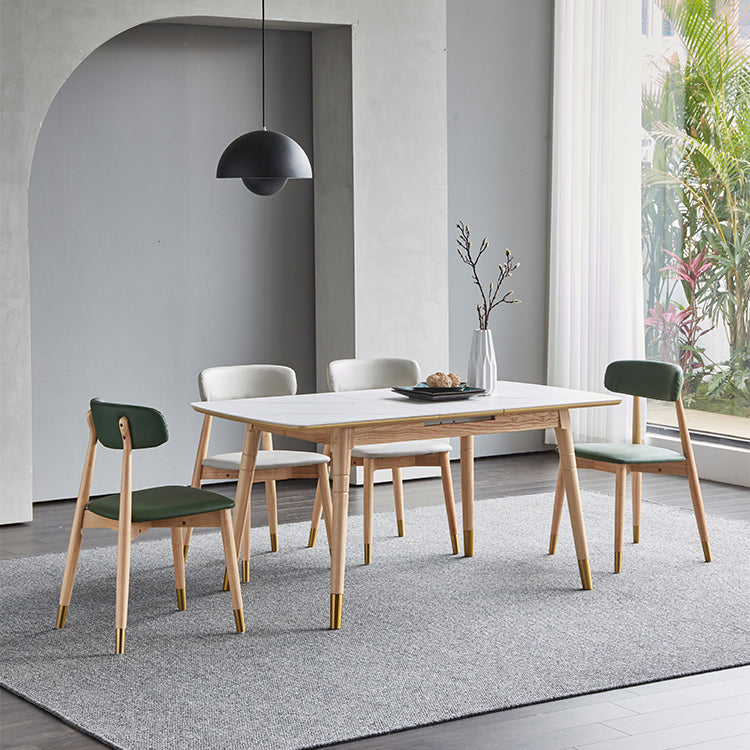 Rectangle 4 Legs Luxury Table White Extendable Table with Sintered Stone Clearhalo ' dining_table' 'Dining Tables & Seating' 'Dining Tables' 'furn' 'furn_dining_table' 'Furniture' 'furniture_dining_table' 'Kitchen & Dining Furniture' 'kitchen&dining_furn' 'kitchen' 'kitchen_dining_table' 4196574