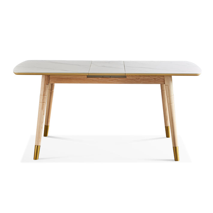 Rectangle 4 Legs Luxury Table White Extendable Table with Sintered Stone Without Chairs Clearhalo ' dining_table' 'Dining Tables & Seating' 'Dining Tables' 'furn' 'furn_dining_table' 'Furniture' 'furniture_dining_table' 'Kitchen & Dining Furniture' 'kitchen&dining_furn' 'kitchen' 'kitchen_dining_table' 4196577
