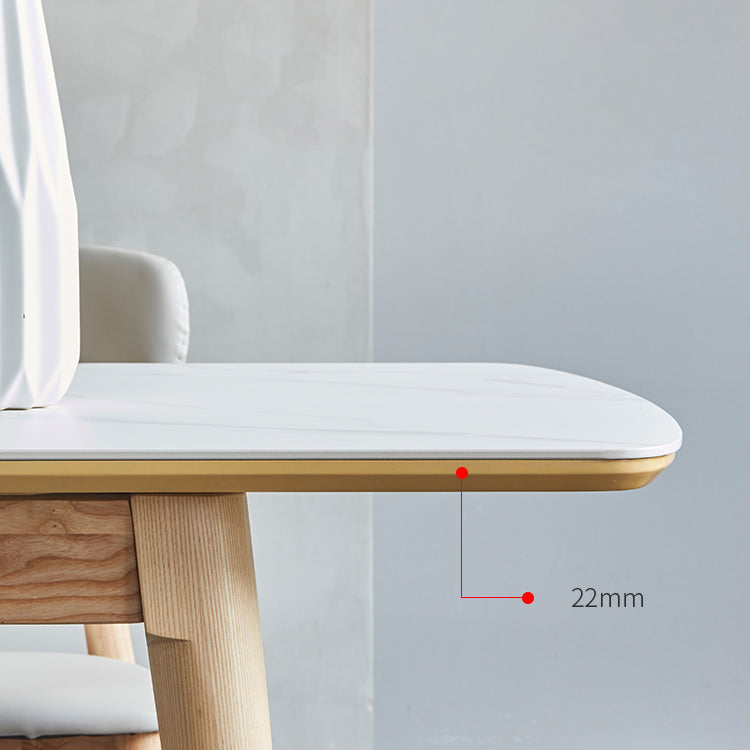 Rectangle 4 Legs Luxury Table White Extendable Table with Sintered Stone Clearhalo ' dining_table' 'Dining Tables & Seating' 'Dining Tables' 'furn' 'furn_dining_table' 'Furniture' 'furniture_dining_table' 'Kitchen & Dining Furniture' 'kitchen&dining_furn' 'kitchen' 'kitchen_dining_table' 4196579