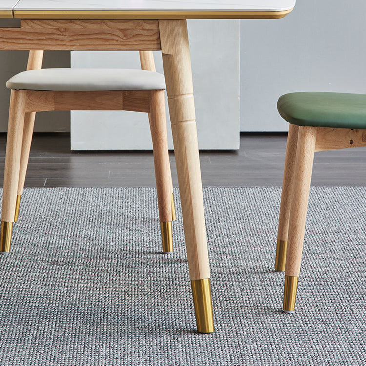 Rectangle 4 Legs Luxury Table White Extendable Table with Sintered Stone Clearhalo ' dining_table' 'Dining Tables & Seating' 'Dining Tables' 'furn' 'furn_dining_table' 'Furniture' 'furniture_dining_table' 'Kitchen & Dining Furniture' 'kitchen&dining_furn' 'kitchen' 'kitchen_dining_table' 4196580