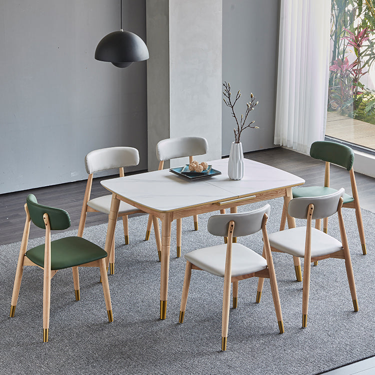 Rectangle 4 Legs Luxury Table White Extendable Table with Sintered Stone Clearhalo ' dining_table' 'Dining Tables & Seating' 'Dining Tables' 'furn' 'furn_dining_table' 'Furniture' 'furniture_dining_table' 'Kitchen & Dining Furniture' 'kitchen&dining_furn' 'kitchen' 'kitchen_dining_table' 4196584
