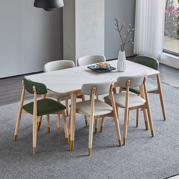 Rectangle 4 Legs Luxury Table White Extendable Table with Sintered Stone Clearhalo ' dining_table' 'Dining Tables & Seating' 'Dining Tables' 'furn' 'furn_dining_table' 'Furniture' 'furniture_dining_table' 'Kitchen & Dining Furniture' 'kitchen&dining_furn' 'kitchen' 'kitchen_dining_table' 4196585