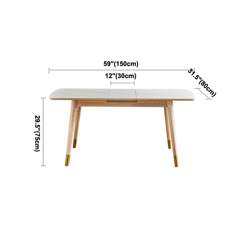 Rectangle 4 Legs Luxury Table White Extendable Table with Sintered Stone Clearhalo ' dining_table' 'Dining Tables & Seating' 'Dining Tables' 'furn' 'furn_dining_table' 'Furniture' 'furniture_dining_table' 'Kitchen & Dining Furniture' 'kitchen&dining_furn' 'kitchen' 'kitchen_dining_table' 4196586