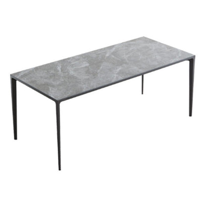 Industrial Sintered Stone Table 4 Legs Aviation Aluminum Base Rectangle Table for Home Gray Without Chairs Clearhalo ' dining_table' 'Dining Tables & Seating' 'Dining Tables' 'furn' 'furn_dining_table' 'Furniture' 'furniture_dining_table' 'Kitchen & Dining Furniture' 'kitchen&dining_furn' 'kitchen' 'kitchen_dining_table' 4196592
