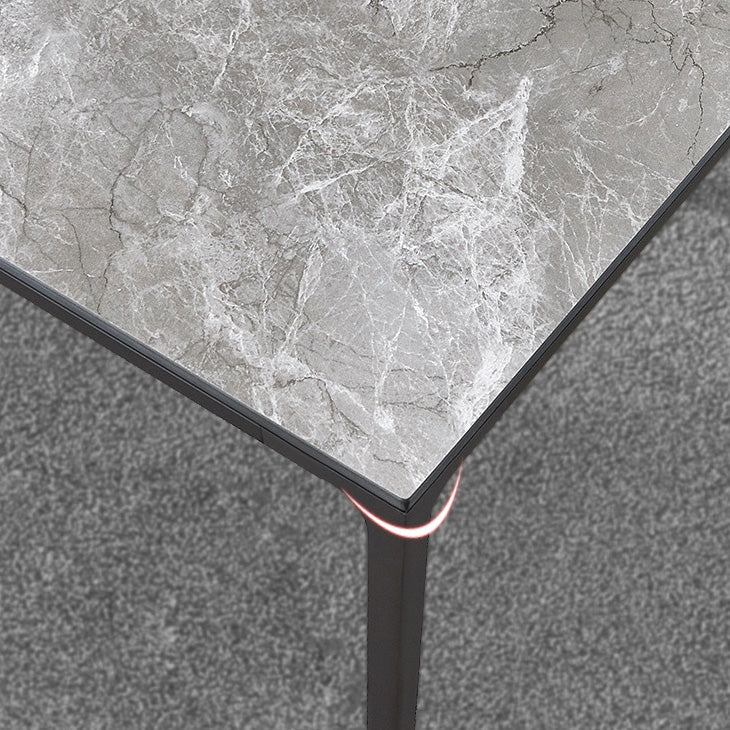 Industrial Sintered Stone Table 4 Legs Aviation Aluminum Base Rectangle Table for Home Clearhalo ' dining_table' 'Dining Tables & Seating' 'Dining Tables' 'furn' 'furn_dining_table' 'Furniture' 'furniture_dining_table' 'Kitchen & Dining Furniture' 'kitchen&dining_furn' 'kitchen' 'kitchen_dining_table' 4196596