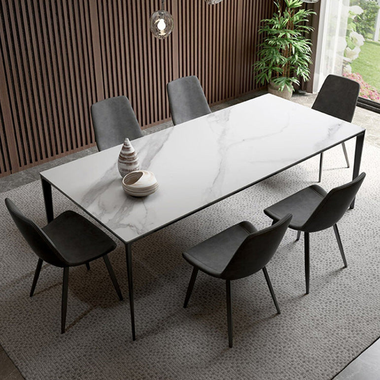 Industrial Sintered Stone Table 4 Legs Aviation Aluminum Base Rectangle Table for Home Clearhalo ' dining_table' 'Dining Tables & Seating' 'Dining Tables' 'furn' 'furn_dining_table' 'Furniture' 'furniture_dining_table' 'Kitchen & Dining Furniture' 'kitchen&dining_furn' 'kitchen' 'kitchen_dining_table' 4196597
