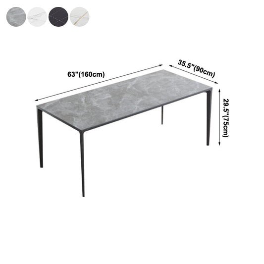 Industrial Sintered Stone Table 4 Legs Aviation Aluminum Base Rectangle Table for Home