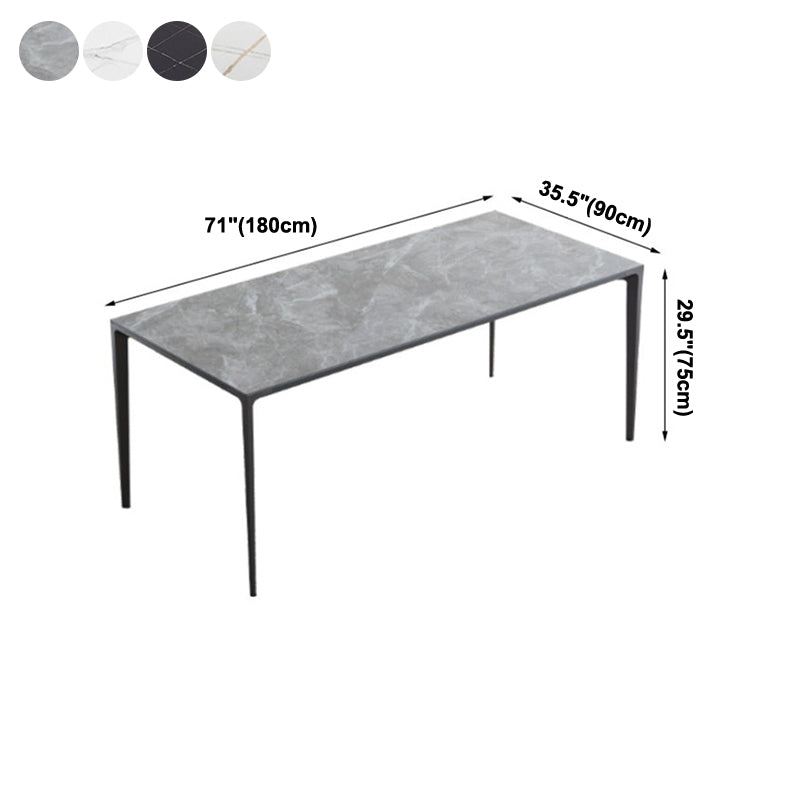 Industrial Sintered Stone Table 4 Legs Aviation Aluminum Base Rectangle Table for Home Clearhalo ' dining_table' 'Dining Tables & Seating' 'Dining Tables' 'furn' 'furn_dining_table' 'Furniture' 'furniture_dining_table' 'Kitchen & Dining Furniture' 'kitchen&dining_furn' 'kitchen' 'kitchen_dining_table' 4196601