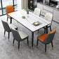 Industrial Kitchen Rectangle Shape Table Sintered Stone Top Dining Table with 4 Legs Base White Gold Without Chairs Clearhalo ' dining_table' 'Dining Tables & Seating' 'Dining Tables' 'furn' 'furn_dining_table' 'Furniture' 'furniture_dining_table' 'Kitchen & Dining Furniture' 'kitchen&dining_furn' 'kitchen' 'kitchen_dining_table' 4196604