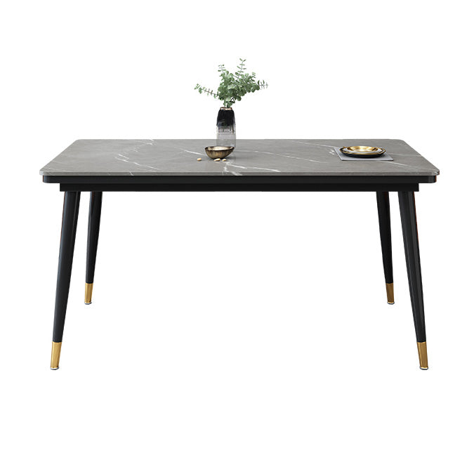 Industrial Kitchen Rectangle Shape Table Sintered Stone Top Dining Table with 4 Legs Base Gray Without Chairs Clearhalo ' dining_table' 'Dining Tables & Seating' 'Dining Tables' 'furn' 'furn_dining_table' 'Furniture' 'furniture_dining_table' 'Kitchen & Dining Furniture' 'kitchen&dining_furn' 'kitchen' 'kitchen_dining_table' 4196607