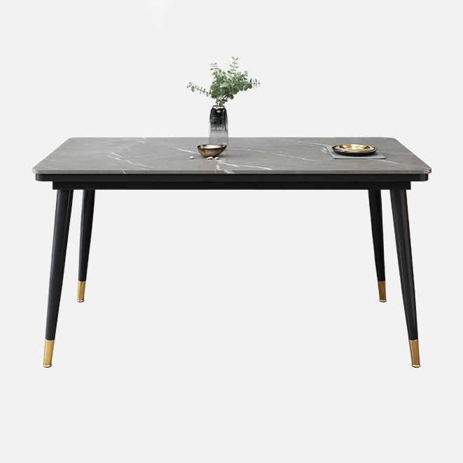 Industrial Kitchen Rectangle Shape Table Sintered Stone Top Dining Table with 4 Legs Base Clearhalo ' dining_table' 'Dining Tables & Seating' 'Dining Tables' 'furn' 'furn_dining_table' 'Furniture' 'furniture_dining_table' 'Kitchen & Dining Furniture' 'kitchen&dining_furn' 'kitchen' 'kitchen_dining_table' 4196610