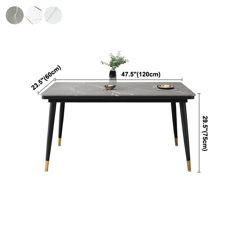 Industrial Kitchen Rectangle Shape Table Sintered Stone Top Dining Table with 4 Legs Base Clearhalo ' dining_table' 'Dining Tables & Seating' 'Dining Tables' 'furn' 'furn_dining_table' 'Furniture' 'furniture_dining_table' 'Kitchen & Dining Furniture' 'kitchen&dining_furn' 'kitchen' 'kitchen_dining_table' 4196613