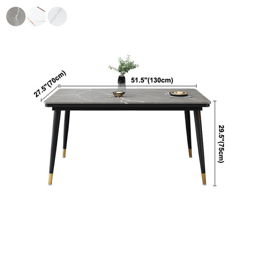 Industrial Kitchen Rectangle Shape Table Sintered Stone Top Dining Table with 4 Legs Base