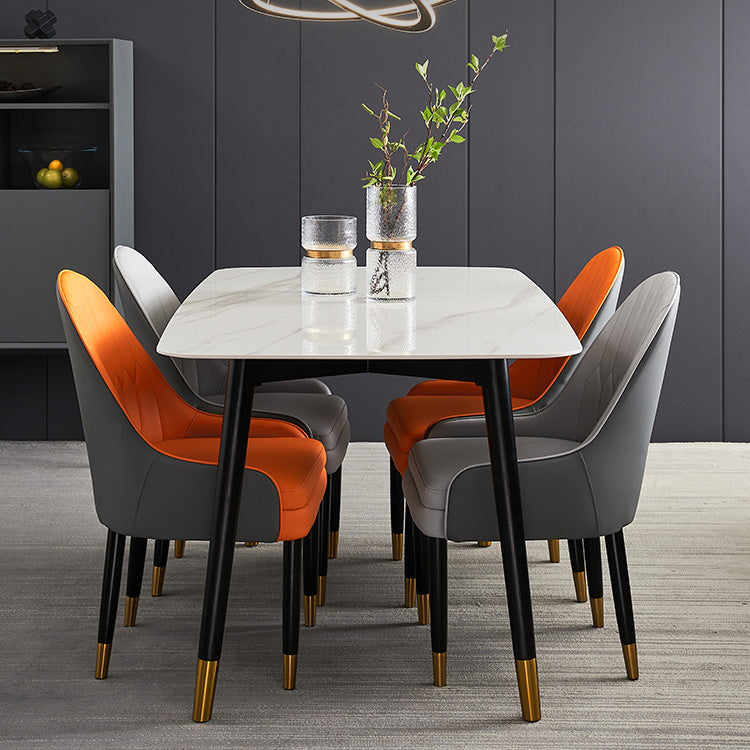 Rectangle Shape Luxury Dining Table Two-Color Fixed Table with Sintered Stone Clearhalo ' dining_table' 'Dining Tables & Seating' 'Dining Tables' 'furn' 'furn_dining_table' 'Furniture' 'furniture_dining_table' 'Kitchen & Dining Furniture' 'kitchen&dining_furn' 'kitchen' 'kitchen_dining_table' 4196616