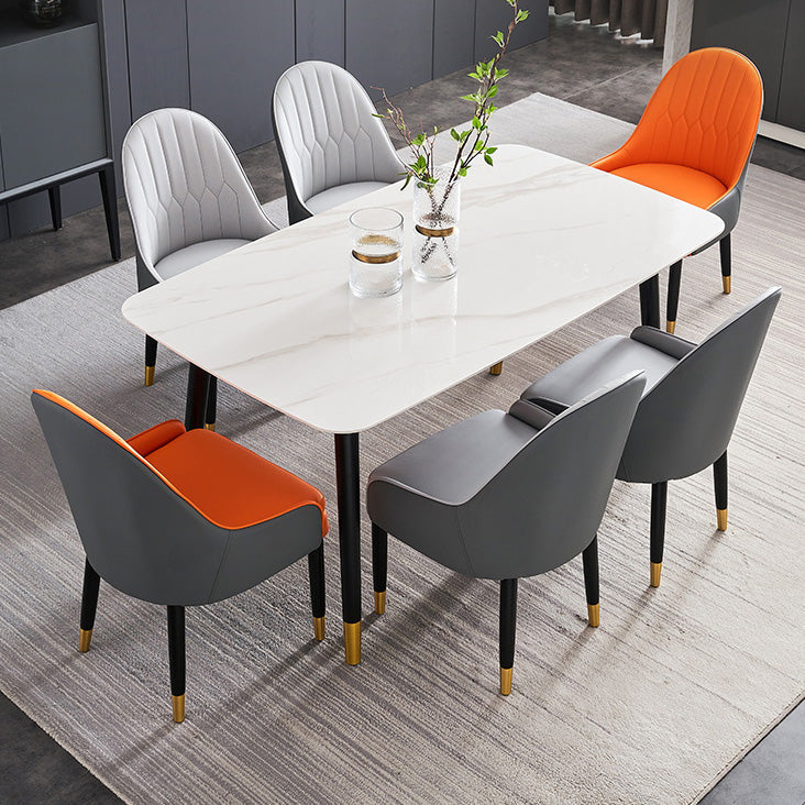 Rectangle Shape Luxury Dining Table Two-Color Fixed Table with Sintered Stone Clearhalo ' dining_table' 'Dining Tables & Seating' 'Dining Tables' 'furn' 'furn_dining_table' 'Furniture' 'furniture_dining_table' 'Kitchen & Dining Furniture' 'kitchen&dining_furn' 'kitchen' 'kitchen_dining_table' 4196617
