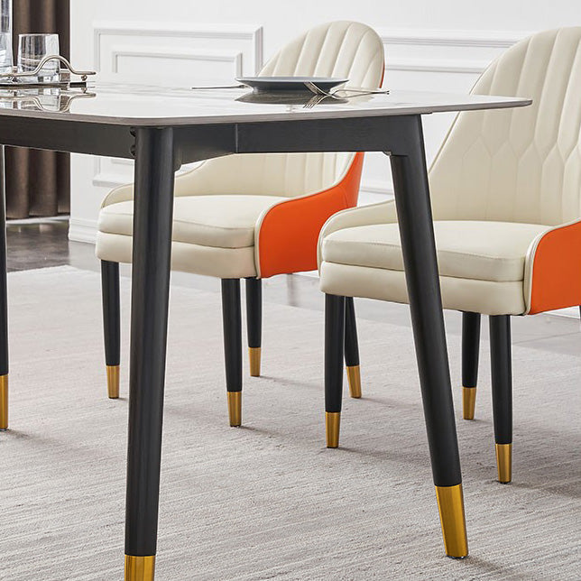 Rectangle Shape Luxury Dining Table Two-Color Fixed Table with Sintered Stone Clearhalo ' dining_table' 'Dining Tables & Seating' 'Dining Tables' 'furn' 'furn_dining_table' 'Furniture' 'furniture_dining_table' 'Kitchen & Dining Furniture' 'kitchen&dining_furn' 'kitchen' 'kitchen_dining_table' 4196622