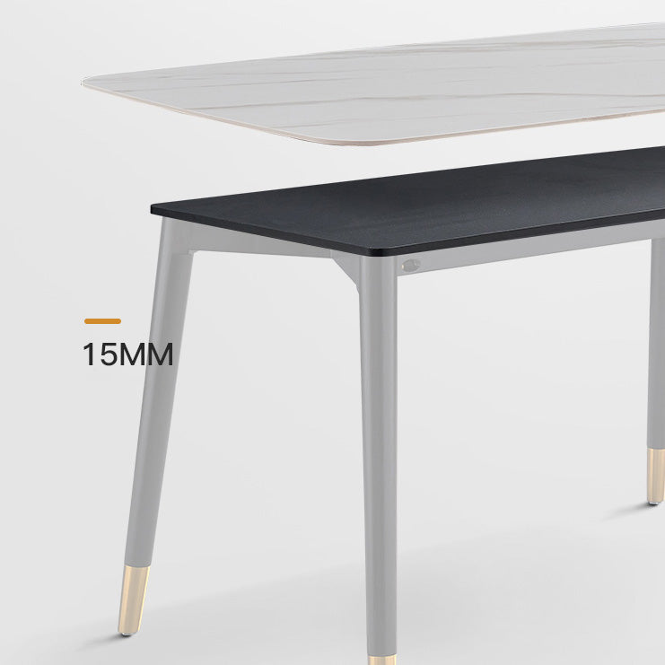 Rectangle Shape Luxury Dining Table Two-Color Fixed Table with Sintered Stone Clearhalo ' dining_table' 'Dining Tables & Seating' 'Dining Tables' 'furn' 'furn_dining_table' 'Furniture' 'furniture_dining_table' 'Kitchen & Dining Furniture' 'kitchen&dining_furn' 'kitchen' 'kitchen_dining_table' 4196623