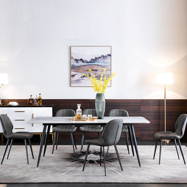 Metal Industrial Rectangle Dining Table Sintered Stone Table with 4 Black Legs Clearhalo ' dining_table' 'Dining Tables & Seating' 'Dining Tables' 'furn' 'furn_dining_table' 'Furniture' 'furniture_dining_table' 'Kitchen & Dining Furniture' 'kitchen&dining_furn' 'kitchen' 'kitchen_dining_table' 4196631