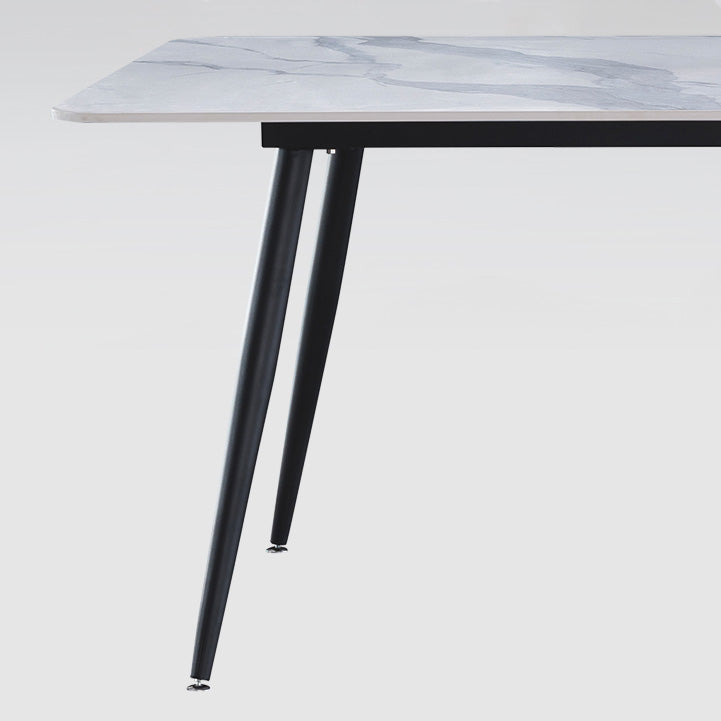 Metal Industrial Rectangle Dining Table Sintered Stone Table with 4 Black Legs Clearhalo ' dining_table' 'Dining Tables & Seating' 'Dining Tables' 'furn' 'furn_dining_table' 'Furniture' 'furniture_dining_table' 'Kitchen & Dining Furniture' 'kitchen&dining_furn' 'kitchen' 'kitchen_dining_table' 4196638