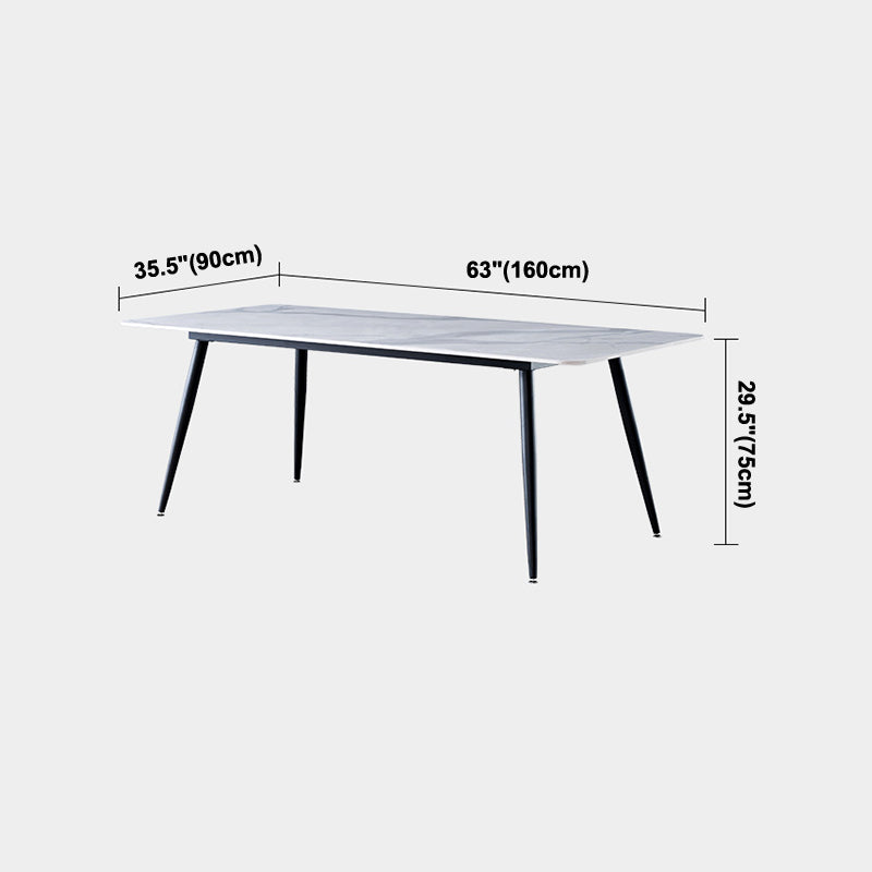 Metal Industrial Rectangle Dining Table Sintered Stone Table with 4 Black Legs Clearhalo ' dining_table' 'Dining Tables & Seating' 'Dining Tables' 'furn' 'furn_dining_table' 'Furniture' 'furniture_dining_table' 'Kitchen & Dining Furniture' 'kitchen&dining_furn' 'kitchen' 'kitchen_dining_table' 4196643