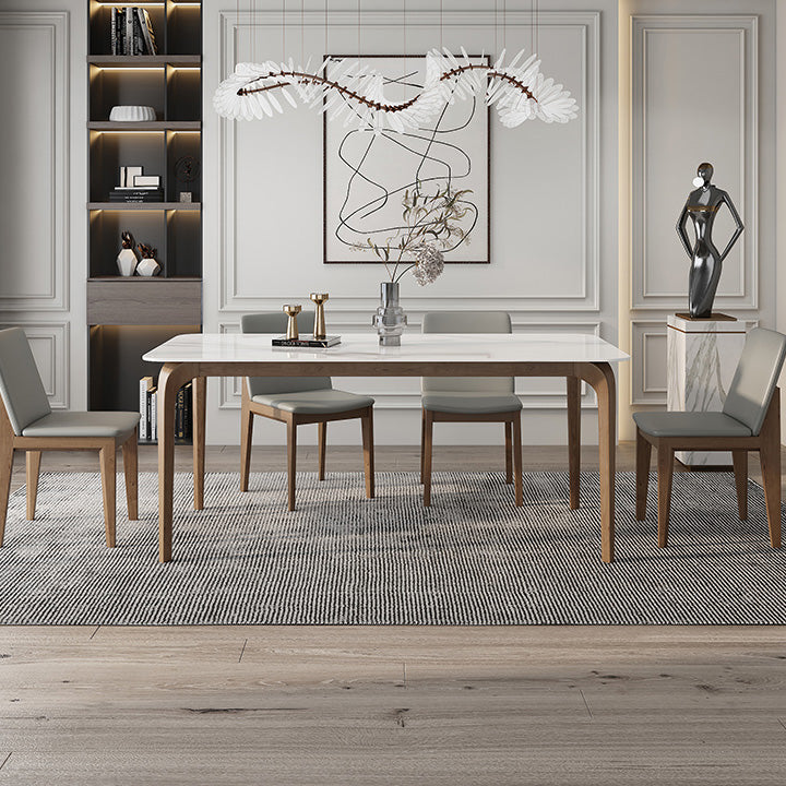 Rectangle Industrial Dining Table White Tone Fixed Table with Sintered Stone Clearhalo ' dining_table' 'Dining Tables & Seating' 'Dining Tables' 'furn' 'furn_dining_table' 'Furniture' 'furniture_dining_table' 'Kitchen & Dining Furniture' 'kitchen&dining_furn' 'kitchen' 'kitchen_dining_table' 4196645