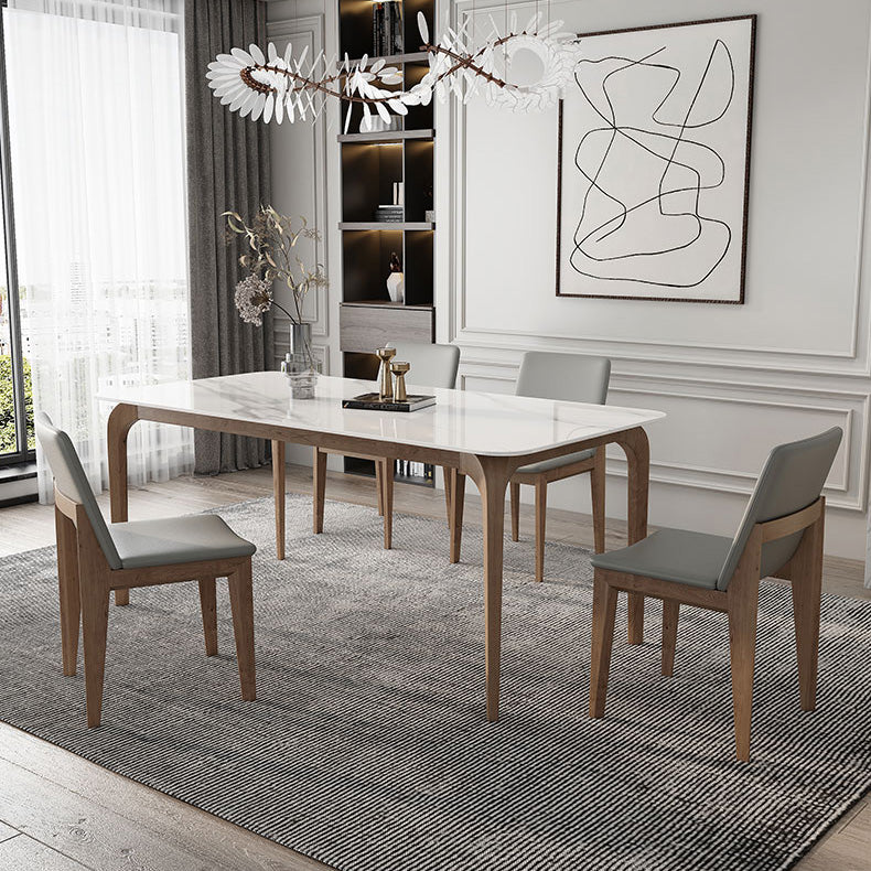 Rectangle Industrial Dining Table White Tone Fixed Table with Sintered Stone Clearhalo ' dining_table' 'Dining Tables & Seating' 'Dining Tables' 'furn' 'furn_dining_table' 'Furniture' 'furniture_dining_table' 'Kitchen & Dining Furniture' 'kitchen&dining_furn' 'kitchen' 'kitchen_dining_table' 4196646