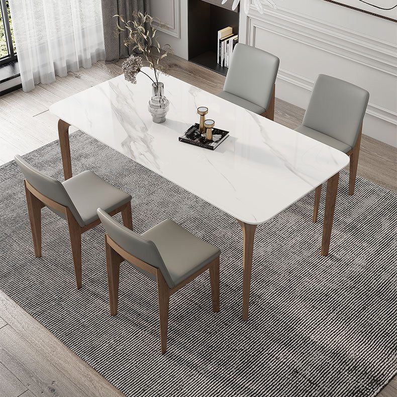 Rectangle Industrial Dining Table White Tone Fixed Table with Sintered Stone Clearhalo ' dining_table' 'Dining Tables & Seating' 'Dining Tables' 'furn' 'furn_dining_table' 'Furniture' 'furniture_dining_table' 'Kitchen & Dining Furniture' 'kitchen&dining_furn' 'kitchen' 'kitchen_dining_table' 4196653